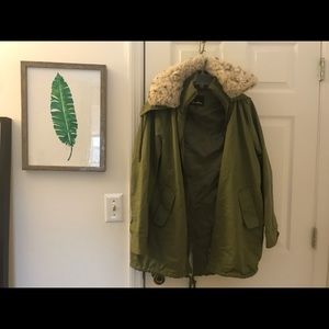 Sam Edelman Winter Green Coat with Fur Collar